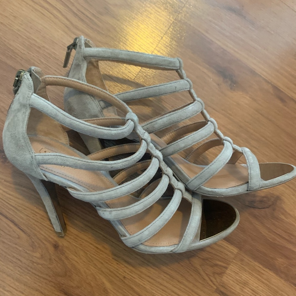 COACH STRAPPY SUEDE HEELS